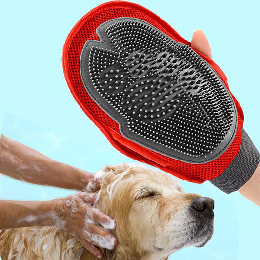 Pawslora Double-Sided Pet Grooming Glove — Massage, Bathe & Deshed Dogs and Cats in One