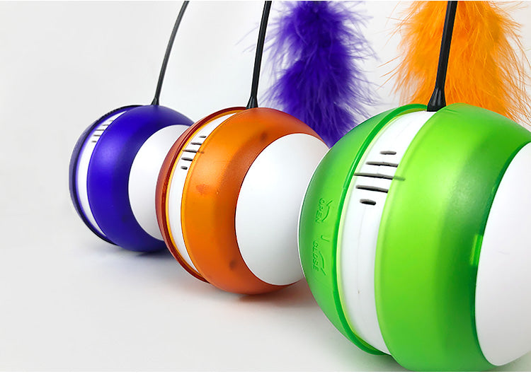 Pawslora Smart Interactive Cat Toy — Auto-Rolling Ball  with Feather, Sound & LED Light
