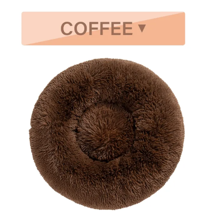 Pawslora Fluffy Donut Dog Bed — Calming Anti-Anxiety  Bed for Dogs & Cats, Machine Washable