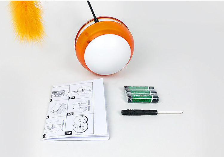 Pawslora Smart Interactive Cat Toy — Auto-Rolling Ball  with Feather, Sound & LED Light