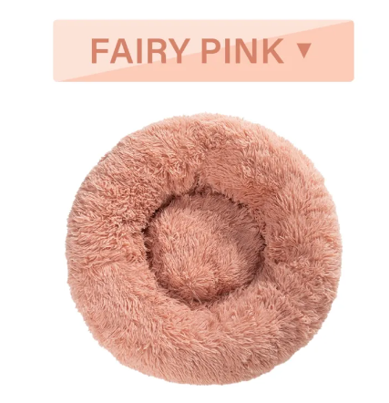 Pawslora Fluffy Donut Dog Bed — Calming Anti-Anxiety  Bed for Dogs & Cats, Machine Washable
