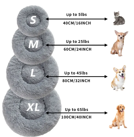 Pawslora Fluffy Donut Dog Bed — Calming Anti-Anxiety  Bed for Dogs & Cats, Machine Washable