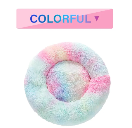 Pawslora Fluffy Donut Dog Bed — Calming Anti-Anxiety  Bed for Dogs & Cats, Machine Washable